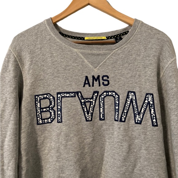 Scotch & Soda Embroidered Gray Sweatshirt Sweater Pullover Crew - Picture 3 of 5